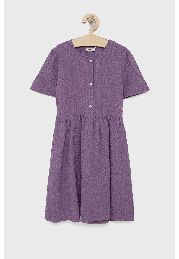 Kids Only sukienka dziecięca kolor fioletowy mini rozkloszowana. Kolor: fioletowy. Materiał: tkanina. Długość rękawa: krótki rękaw. Typ sukienki: rozkloszowane. Długość: mini