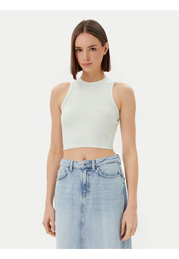 Guess Top V3GP19 K8RT2 Écru Slim Fit. Materiał: wiskoza