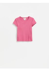 Reserved - T-shirt z bawełny merceryzowanej - jasnofioletowy. Kolor: fioletowy. Materiał: bawełna #1