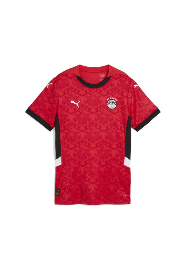 Puma - Damska koszulka domowa Egipt 2025 PUMA. Kolor: czerwony, czarny, wielokolorowy. Wzór: kolorowy. Sport: piłka nożna