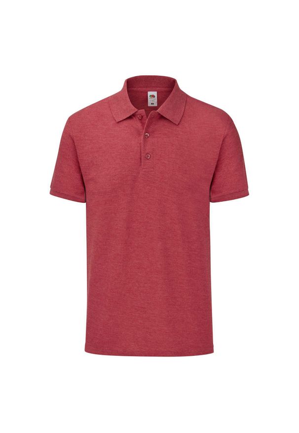 FRUIT OF THE LOOM - Koszulka Polo Męska Dopasowana. Typ kołnierza: polo. Kolor: czerwony. Materiał: poliester, bawełna