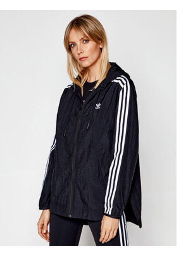 Adidas - adidas Wiatrówka Windbreaker GN2780 Czarny Loose Fit. Kolor: czarny. Materiał: syntetyk