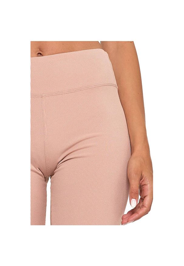 Beżowe Legginsy Moraj Damskie Z Wysokim Stanem. Stan: podwyższony. Kolor: beżowy. Materiał: materiał