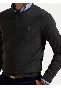 Polo Ralph Lauren Sweter 710946143003 Szary Slim Fit. Typ kołnierza: polo. Kolor: szary. Materiał: wełna #5