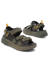 Zielone Sandały Jeep Modne Obuwie Męskie. Zapięcie: rzepy. Kolor: zielony. Materiał: materiał. Wzór: paski. Styl: street, elegancki #2