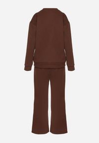Born2be - Brązowy Bawełniany Komplet Dresowy Oversize z Ociepleniem Bluza i Spodnie Cantila. Kolor: brązowy. Materiał: dresówka, bawełna. Sport: turystyka piesza