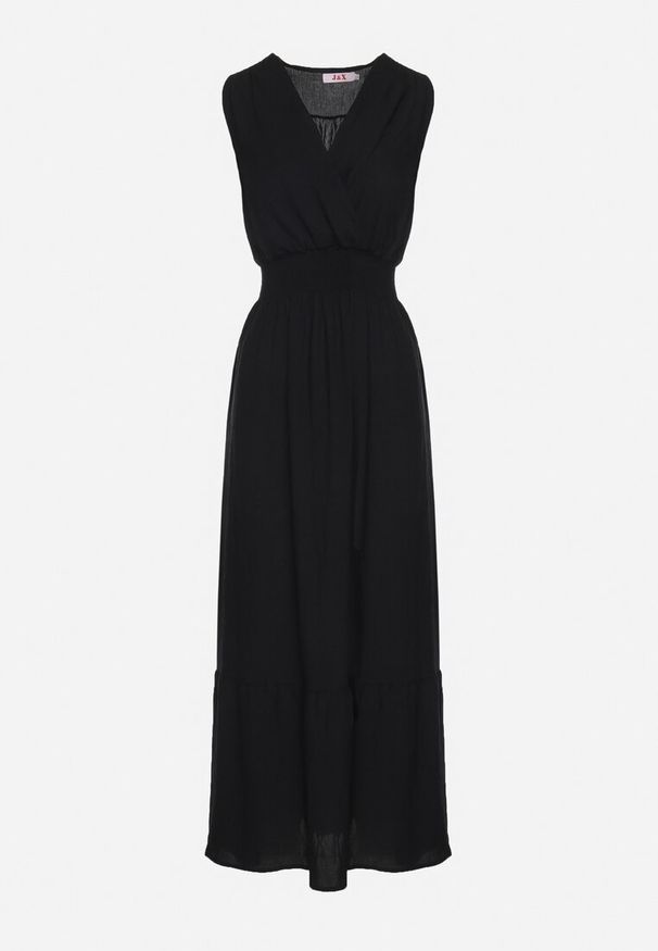 Born2be - Czarna Sukienka o Rozkloszowanym Kroju Bez Rękawów z Kopertowym Dekoltem Filoria. Typ kołnierza: dekolt kopertowy. Kolor: czarny. Długość rękawa: bez rękawów. Typ sukienki: kopertowe. Styl: elegancki