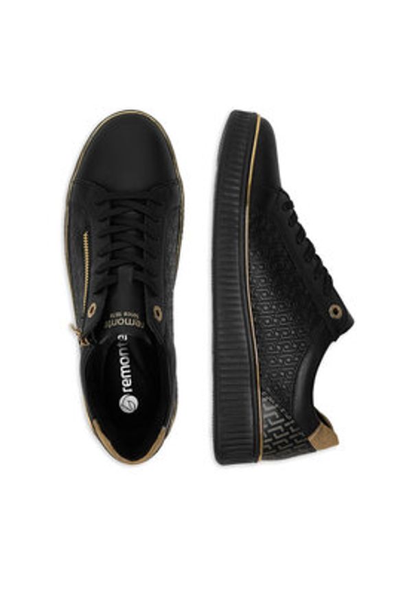 Remonte Sneakersy D2E00-03 Czarny. Kolor: czarny. Materiał: skóra