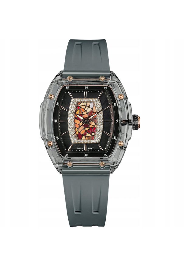 NoName - Zegarek damski Tsar Bomba TB8219L-06 CYRKONIE szary. Kolor: szary