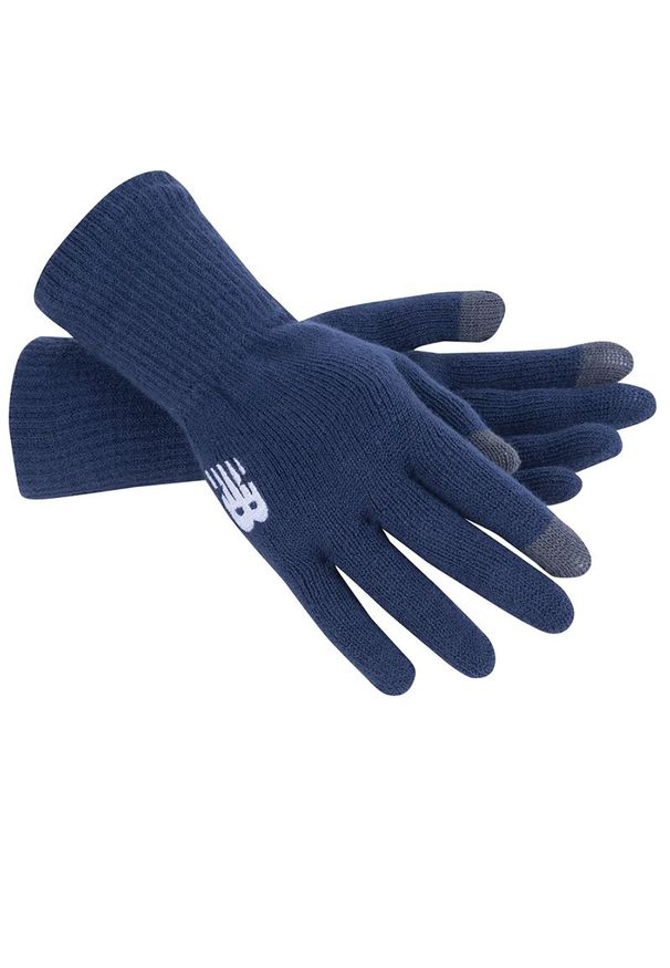 Rękawiczki New Balance LAH13006NGO - granatowe. Kolor: niebieski. Materiał: włókno, akryl. Sezon: zima