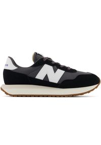 Buty dziecięce New Balance GS237PF – czarne. Okazja: na co dzień. Kolor: czarny. Materiał: zamsz, guma, materiał, skóra, syntetyk. Szerokość cholewki: normalna