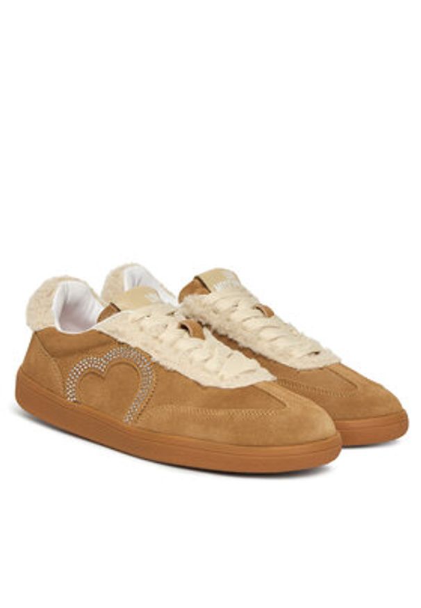 Love Moschino - LOVE MOSCHINO Sneakersy JA15402G0NIGY104 Beżowy. Kolor: beżowy. Materiał: zamsz, skóra