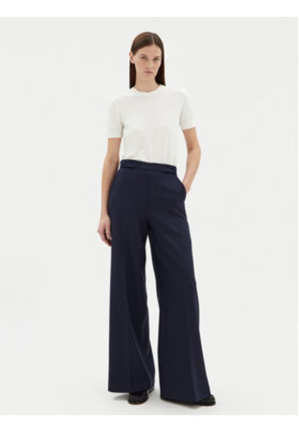BOSS Spodnie palazzo Tupita 50531846 Granatowy Wide Leg. Kolor: niebieski. Materiał: wiskoza