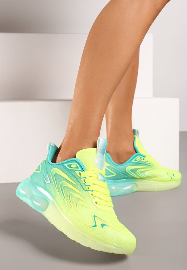 Renee - Żółto-Zielone Buty Sportowe Sneakersy na Płaskiej Podeszwie ze Sznurowaniem Risannie. Okazja: na co dzień. Zapięcie: sznurówki. Kolor: żółty. Materiał: dresówka. Szerokość cholewki: normalna. Obcas: na płaskiej podeszwie