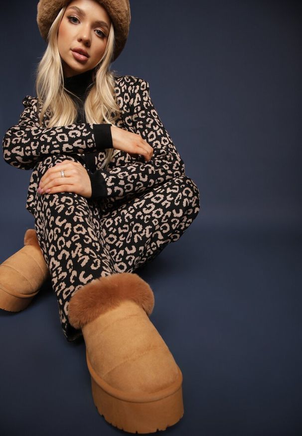 Renee - Brązowe Śniegowce na Grubej Podeszwie z Ociepleniem z Futerka Tirisha. Okazja: na spacer. Kolor: brązowy. Materiał: futro. Sezon: zima