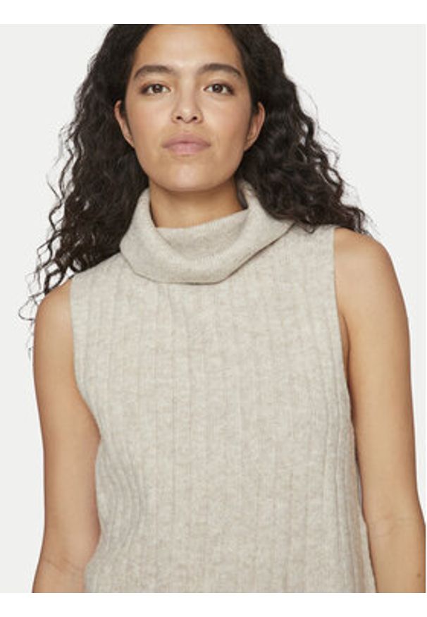 Vila Golf Beluna 14094218 Beżowy Regular Fit. Typ kołnierza: golf. Kolor: beżowy. Materiał: syntetyk