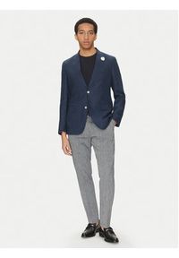 BOSS Marynarka C-Huge-Peak-252 50540516 Granatowy Slim Fit. Kolor: niebieski. Materiał: len #4