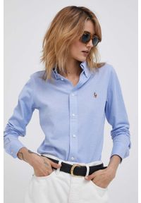 Polo Ralph Lauren - Koszula 211664427001. Typ kołnierza: polo. Kolor: niebieski. Materiał: tkanina. Wzór: gładki #1