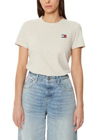 Tommy Jeans - TOMMY JEANS Beżowy damski t-shirt z małym logo, Rozmiar S. Kolor: beżowy #5