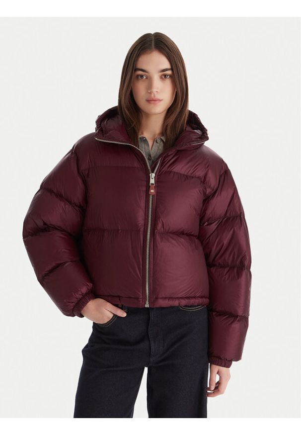 TOMMY HILFIGER - Tommy Hilfiger Kurtka puchowa WW0WW46541 Bordowy Regular Fit. Kolor: czerwony. Materiał: syntetyk