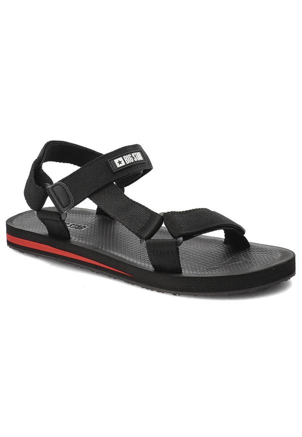 Big-Star - Czarne Sandały Big Star Męskie Buty Sportowe. Zapięcie: pasek. Kolor: czarny. Materiał: materiał. Wzór: paski. Sezon: lato. Styl: sportowy