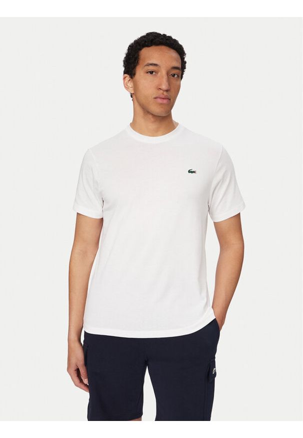 Lacoste T-Shirt TH0003 Biały Regular Fit. Kolor: biały. Materiał: syntetyk