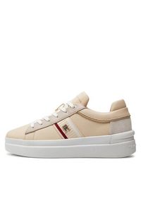 TOMMY HILFIGER - Tommy Hilfiger Sneakersy Corp Webbing Court Sneaker FW0FW07387 Beżowy. Kolor: beżowy. Materiał: skóra