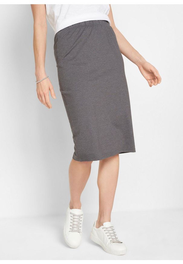 bonprix - Spódnica z dżerseju ze stretchem (2 szt.). Kolor: szary. Materiał: jersey