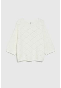 MOODO - Sweter z ozdobiony koralikami biały. Kolor: biały. Materiał: poliester, wiskoza, poliamid. Wzór: aplikacja #1