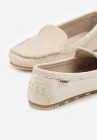 Born2be - Beżowe Casualowe Mokasyny Follasea. Okazja: na co dzień. Nosek buta: okrągły. Kolor: beżowy. Obcas: na obcasie. Styl: casual. Wysokość obcasa: niski #5