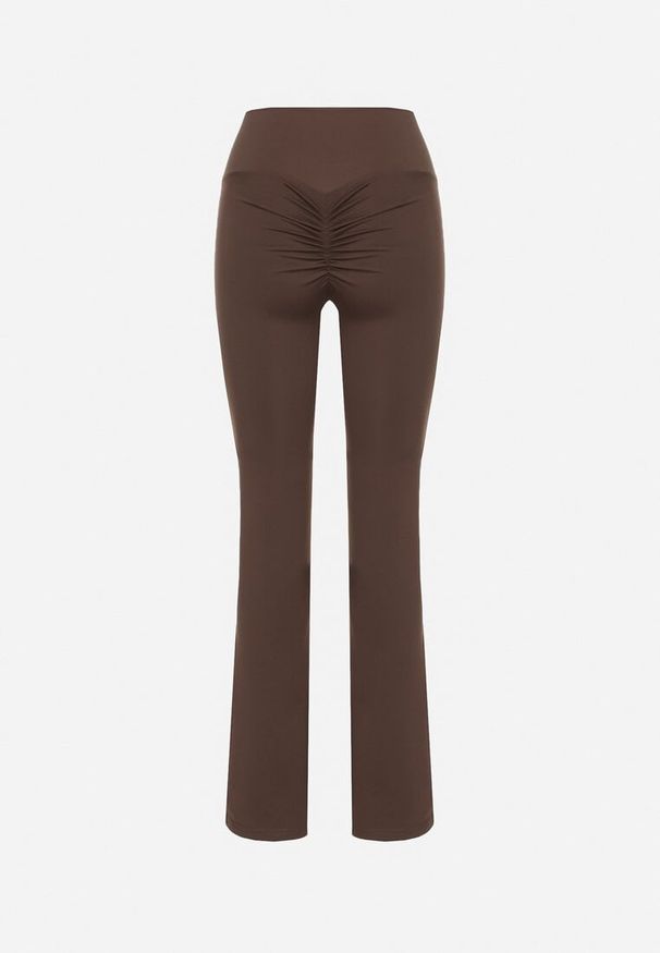Born2be - Brązowe Legginsy Typu Dzwony z Wysokim Stanem Orralise. Stan: podwyższony. Kolor: brązowy. Materiał: tkanina. Styl: klasyczny