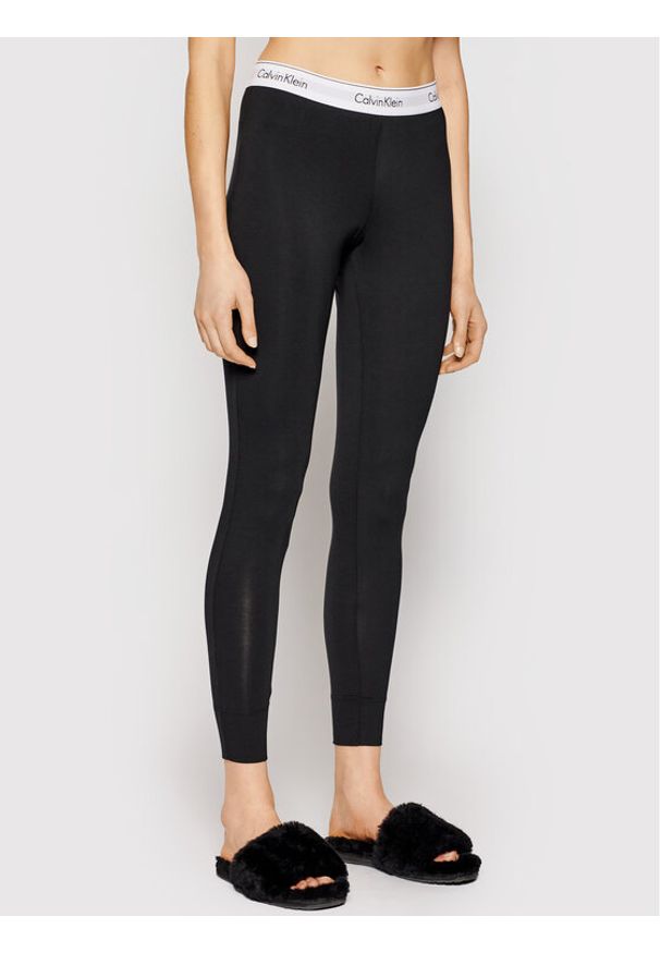 Calvin Klein Underwear Legginsy 0000D1632E Czarny Slim Fit. Kolor: czarny. Materiał: bawełna