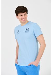 La Martina - LA MARTINA Błękitny męski t-shirt Jersey, Rozmiar M. Kolor: niebieski. Materiał: jersey #3