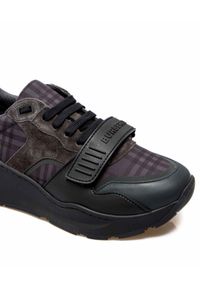 Burberry - BURBERRY - Czarne sneakersy. Zapięcie: rzepy. Kolor: czarny. Materiał: guma, bawełna, zamsz
