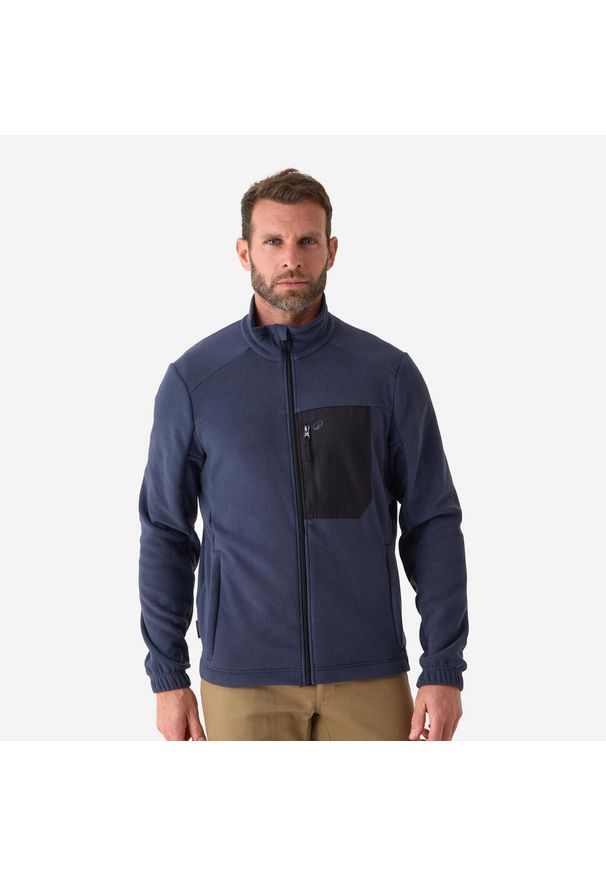 SOLOGNAC - Polar outdoor Solognac 500. Typ kołnierza: kołnierzyk stójkowy. Kolor: czarny, niebieski, wielokolorowy. Materiał: poliester, bawełna, materiał. Sport: outdoor