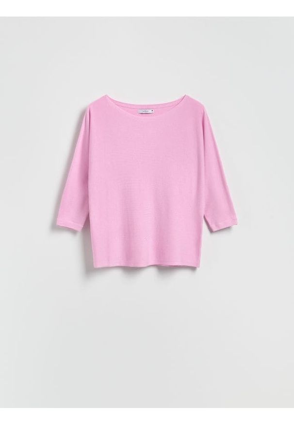 Reserved - Sweter z wiskozą - różowy. Kolor: różowy. Materiał: wiskoza. Wzór: gładki