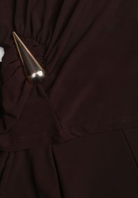 Born2be - Brązowy Elegancki Komplet Szerokie Spodnie i Bluzka z Usztywnianymi Ramionami Sewesta. Kolor: brązowy #8