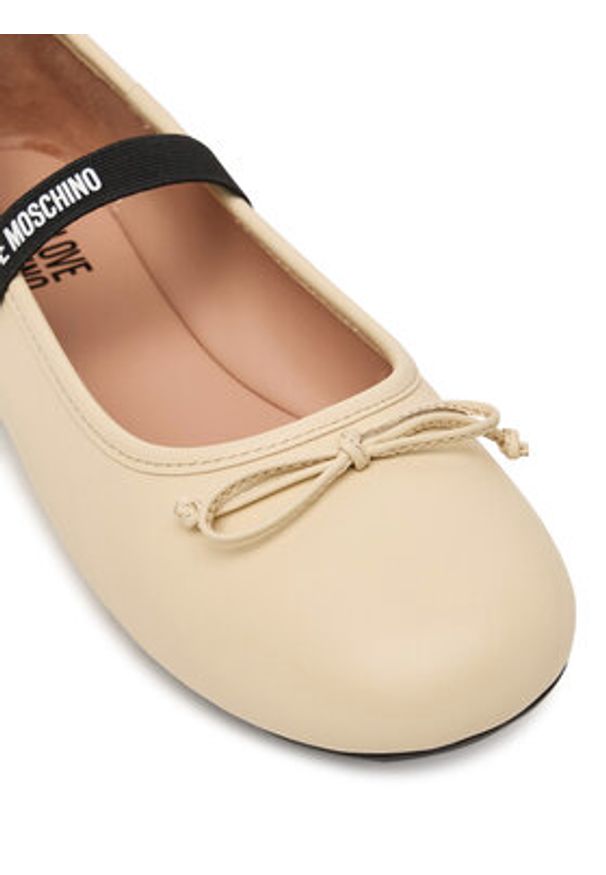 Love Moschino - LOVE MOSCHINO Baleriny JA11121G1OIE0110 Écru. Kolor: kremowy. Materiał: skóra