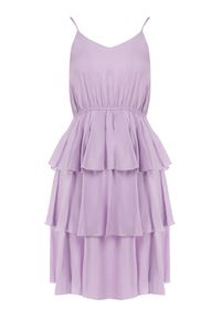 Born2be - Fioletowa Sukienka z Wiskozy Kephassa. Typ kołnierza: kołnierz z falbankami. Kolor: fioletowy. Materiał: wiskoza. Długość rękawa: na ramiączkach. Wzór: aplikacja. Typ sukienki: rozkloszowane. Styl: klasyczny #3