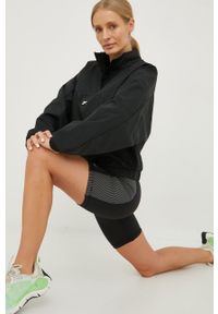 Reebok kurtka treningowa Workout Ready kolor czarny przejściowa oversize. Kolor: czarny. Materiał: skóra, materiał #4