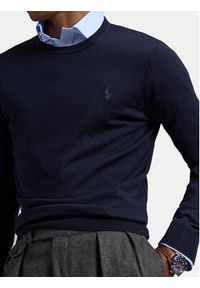 Polo Ralph Lauren Sweter 710946143001 Granatowy Slim Fit. Typ kołnierza: polo. Kolor: niebieski. Materiał: wełna #3