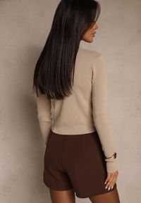Renee - Beżowy Kardigan Xoc. Kolor: beżowy. Długość rękawa: długi rękaw. Długość: długie. Styl: retro, elegancki #4