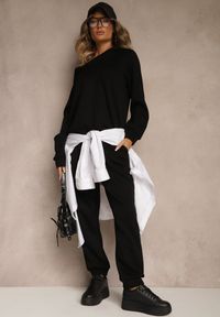 Renee - Czarny Komplet Dresowy z Bawełną Spodnie ze Ściągaczami i Bluza Nirrive. Kolor: czarny. Materiał: dresówka, bawełna