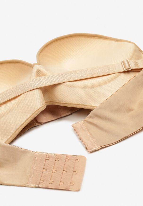 Renee - Beżowy Biustonosz Miseczka B Bez Ramiączek Typu Push Up Vesaria. Kolor: beżowy. Materiał: jeans. Rodzaj stanika: push-up