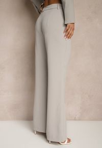 Renee - Szare Casualowe Spodnie w Stylu Dzwonów High Waist Uinna. Okazja: na co dzień. Stan: podwyższony. Kolor: szary. Styl: casual #4