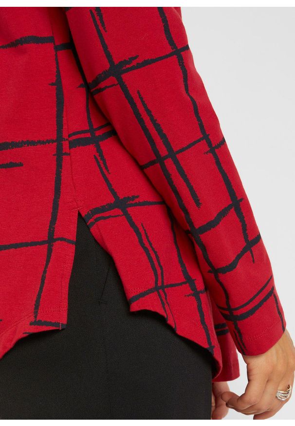 bonprix - Długa bluzka. Kolor: czerwony. Długość: długie. Styl: elegancki, klasyczny