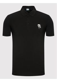 Karl Lagerfeld - KARL LAGERFELD Polo 745022 500221 Czarny Regular Fit. Typ kołnierza: polo. Kolor: czarny. Materiał: bawełna #6