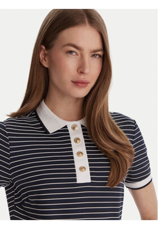 Guess Polo W6GP17 K2946 Granatowy Regular Fit. Typ kołnierza: polo. Kolor: niebieski. Materiał: wiskoza