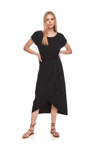 TOP SECRET - Bawełniana sukienka midi. Kolor: czarny. Materiał: bawełna. Długość rękawa: krótki rękaw. Typ sukienki: kopertowe. Długość: midi #5