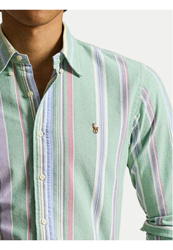 Polo Ralph Lauren Koszula 710928921002 Zielony jasny Custom Fit. Typ kołnierza: polo. Kolor: zielony. Materiał: bawełna